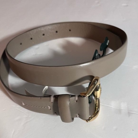 LAUREN Ralph Lauren Leather Tan Belt Sz Small Gold Logo Buckle Women - Picture 11 of 13